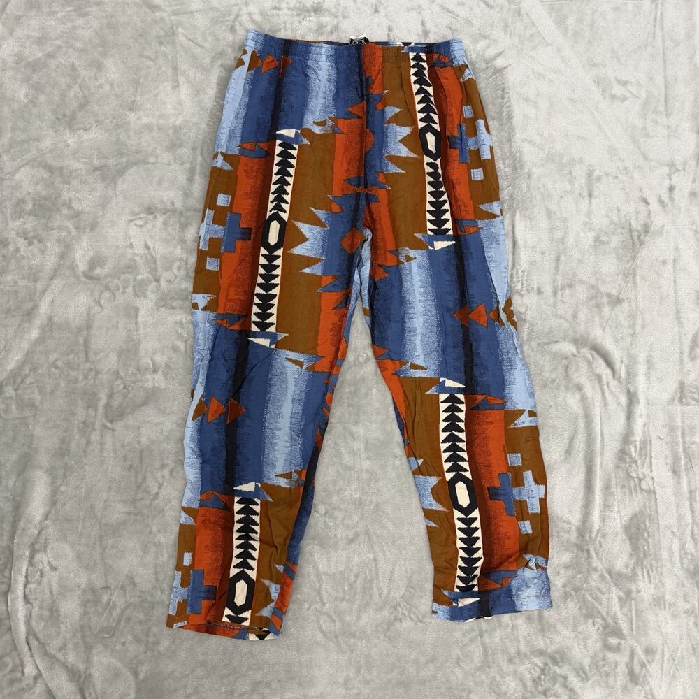 Vintage 90s KWBL Southwestern Aztec Rayon Pants Women’s Large Made in USA